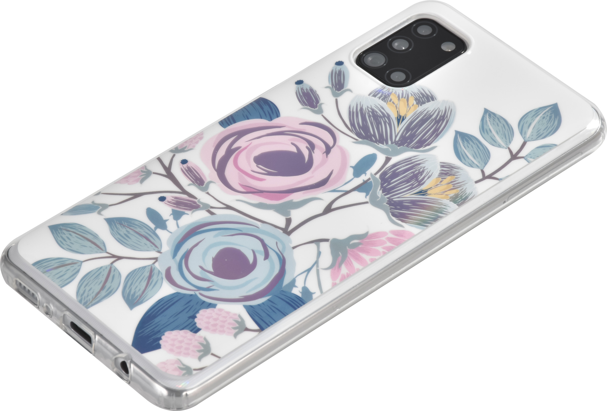 Силиконовый чехол Floral print для Samsung Galaxy A31 Пионы перламутровый  перелив - Москва