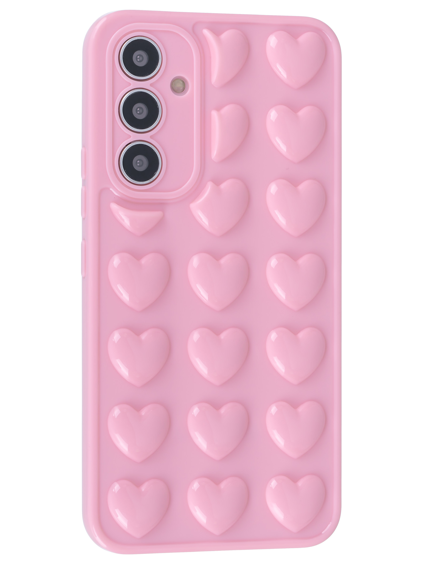 Силиконовый чехол Colored hearts для Samsung Galaxy A54 розовый - Москва